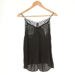 NWT Naked Zebra Black Lace Trim Satin Racerback Camisole Tank Top Womens S Y2K